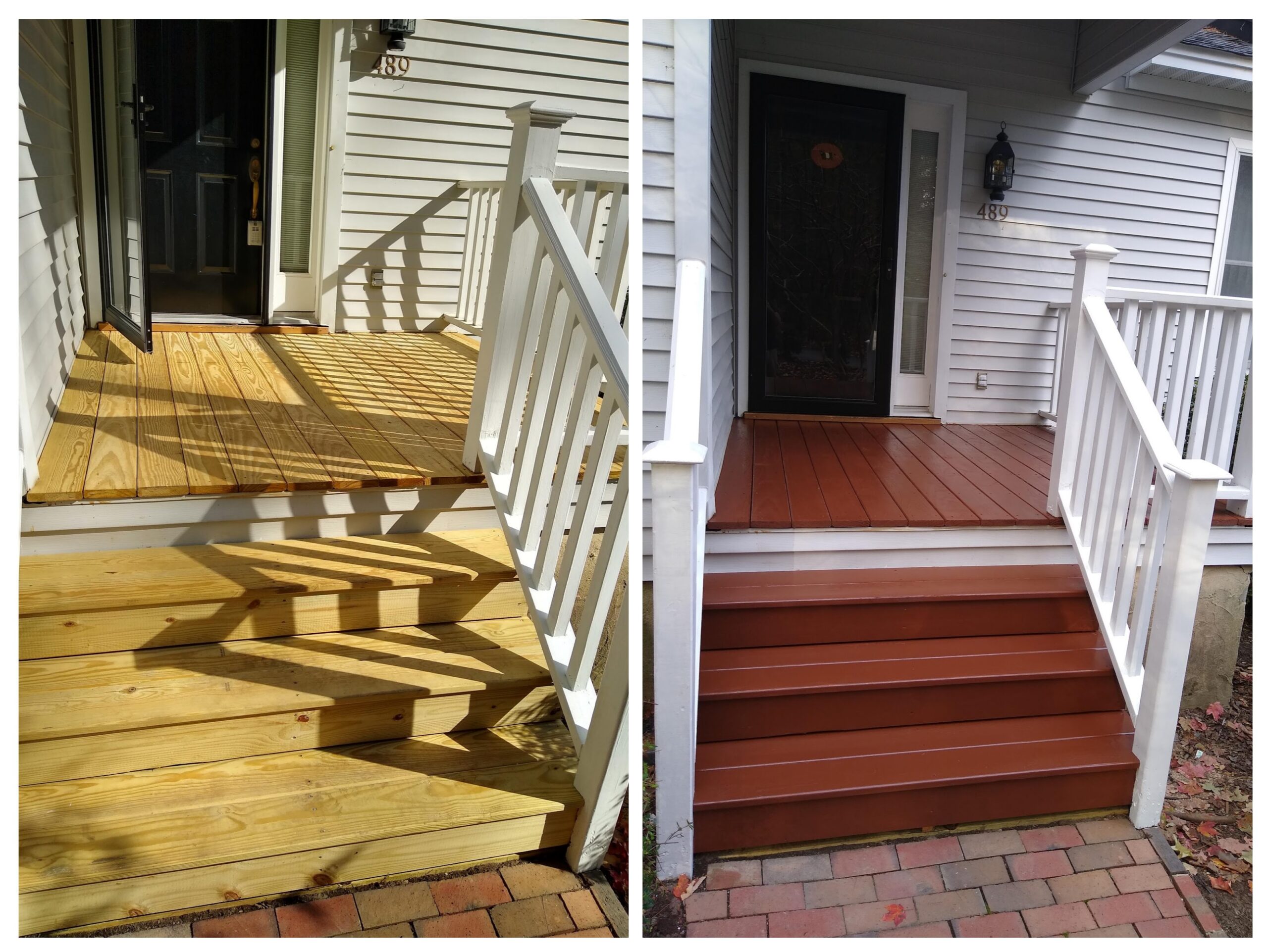 Deck repair and staining before and after